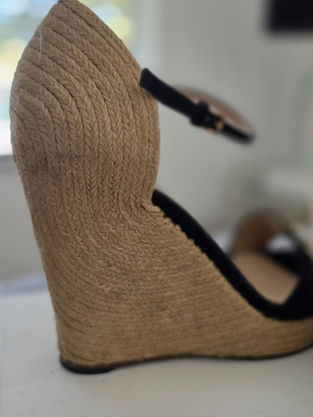 Gucci Horsebit Black Suede Espadrille Wedge Sandals - Size 7US - Picture 4 of 8